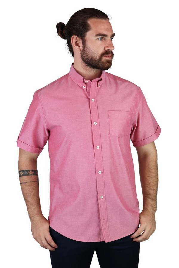 Camisa Corte Regular Color Rosado Con Bolsa Para Caballero
