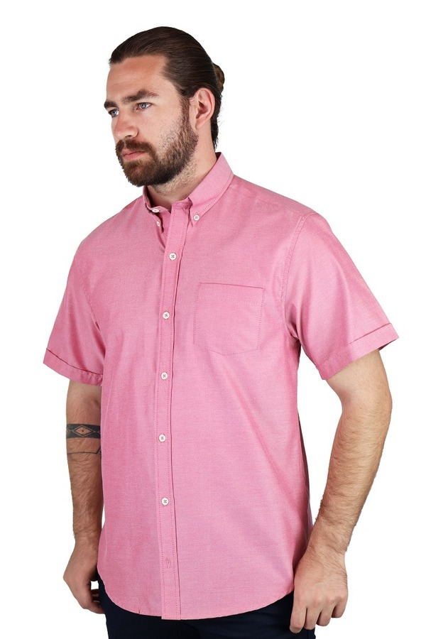Camisa Corte Regular Color Rosado Con Bolsa Para Caballero