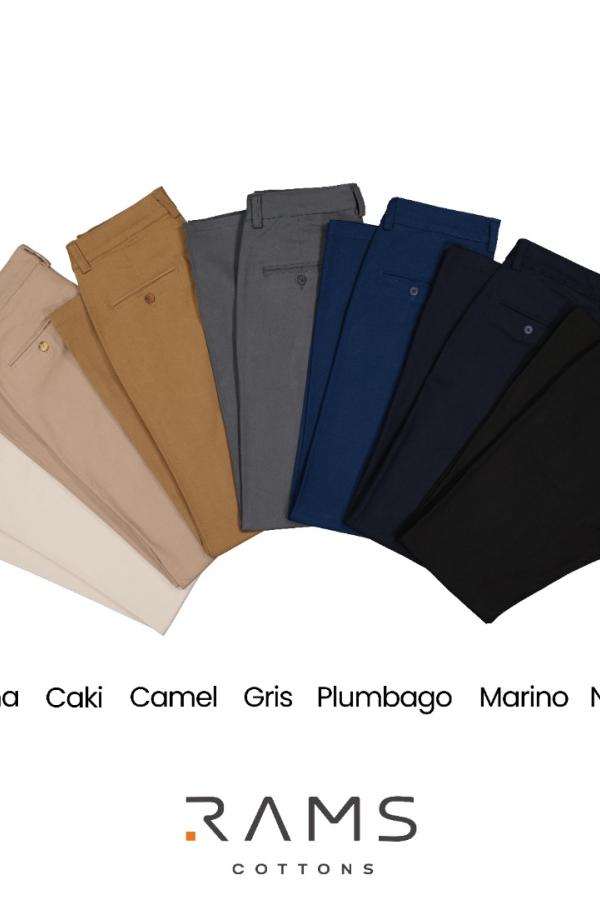 Pantalón Corte Regular Color Azul Plúmbago De Algodón Para Caballero