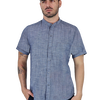 Camisa Manga Corta Look De Lino Azul Marino Jaspe Slim Fit Caballero